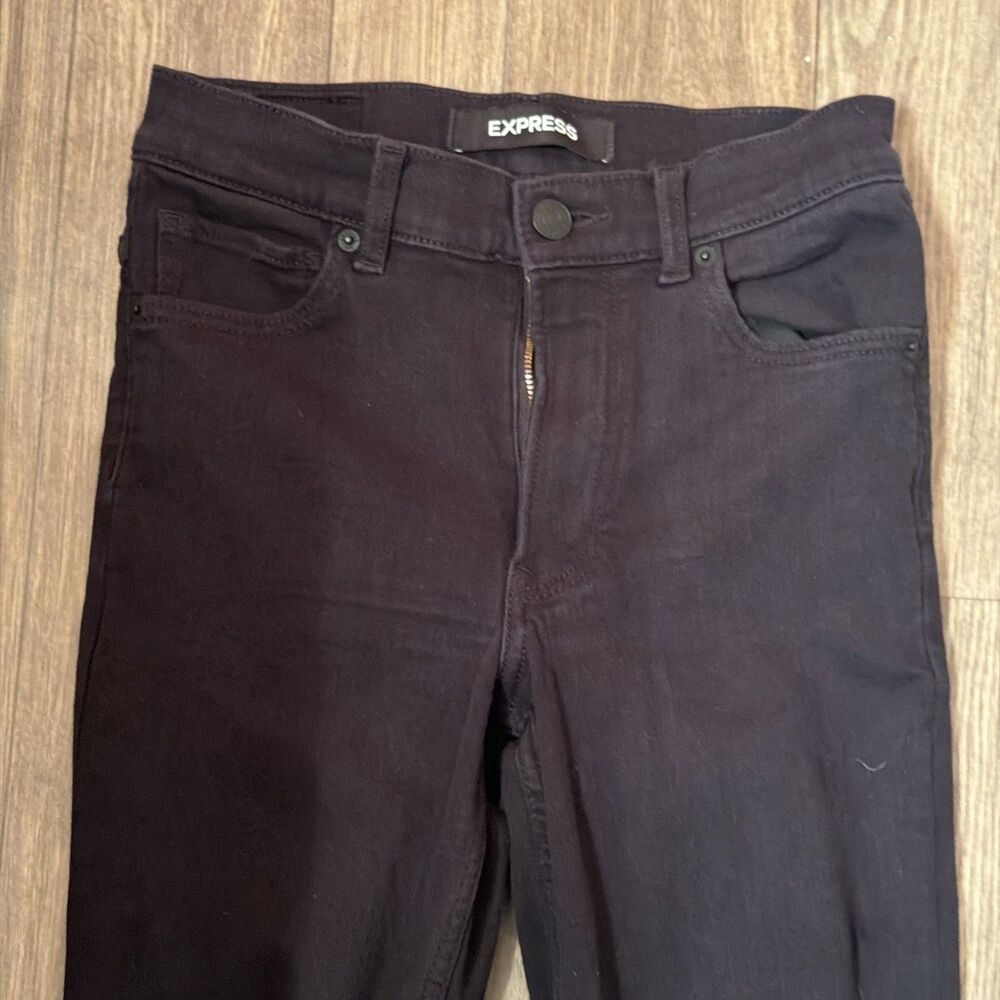 EXPRESS Jeans 4R Womens High Rise Legging Black Distressed Ripped Denim Stretch